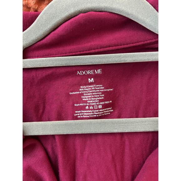 Adore Me | Matylda Dark Red Ruby Buttton Down Pajama Sleep Shirt | Sz M | NWT - Picture 5 of 5